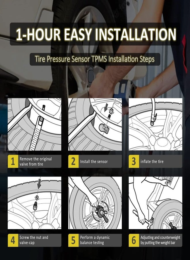 Marsflex TPMS Sensor Compatible for Mercedes Benz SMART AMG Freightliner Sprinter 433MHz 4pcs, Programmed Tire Pressure Monitoring System Replaces# A0009050030 9050030 A0009057200 9057200 - Image 5